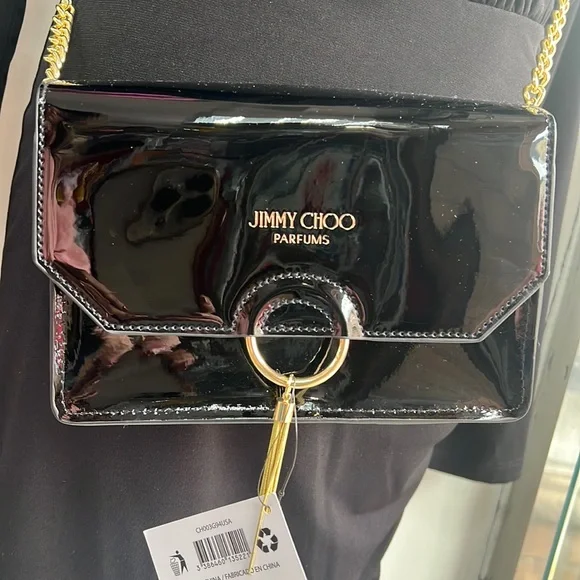 JIMMY CHOO PARFUMS ブラックバッグ NEW JIMMY CHOO PARFUMS Shiny Black/Gold Evening Shoulder Bag